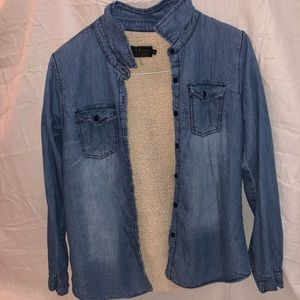 Teddy bear blue jean jacket